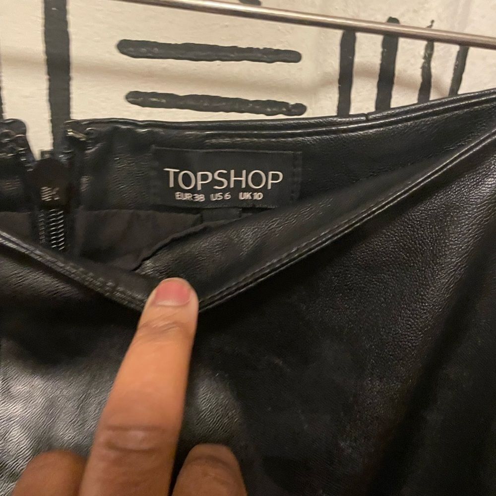 Topshop faux leather midi skirt w/ front slit - Picture 7 of 8
